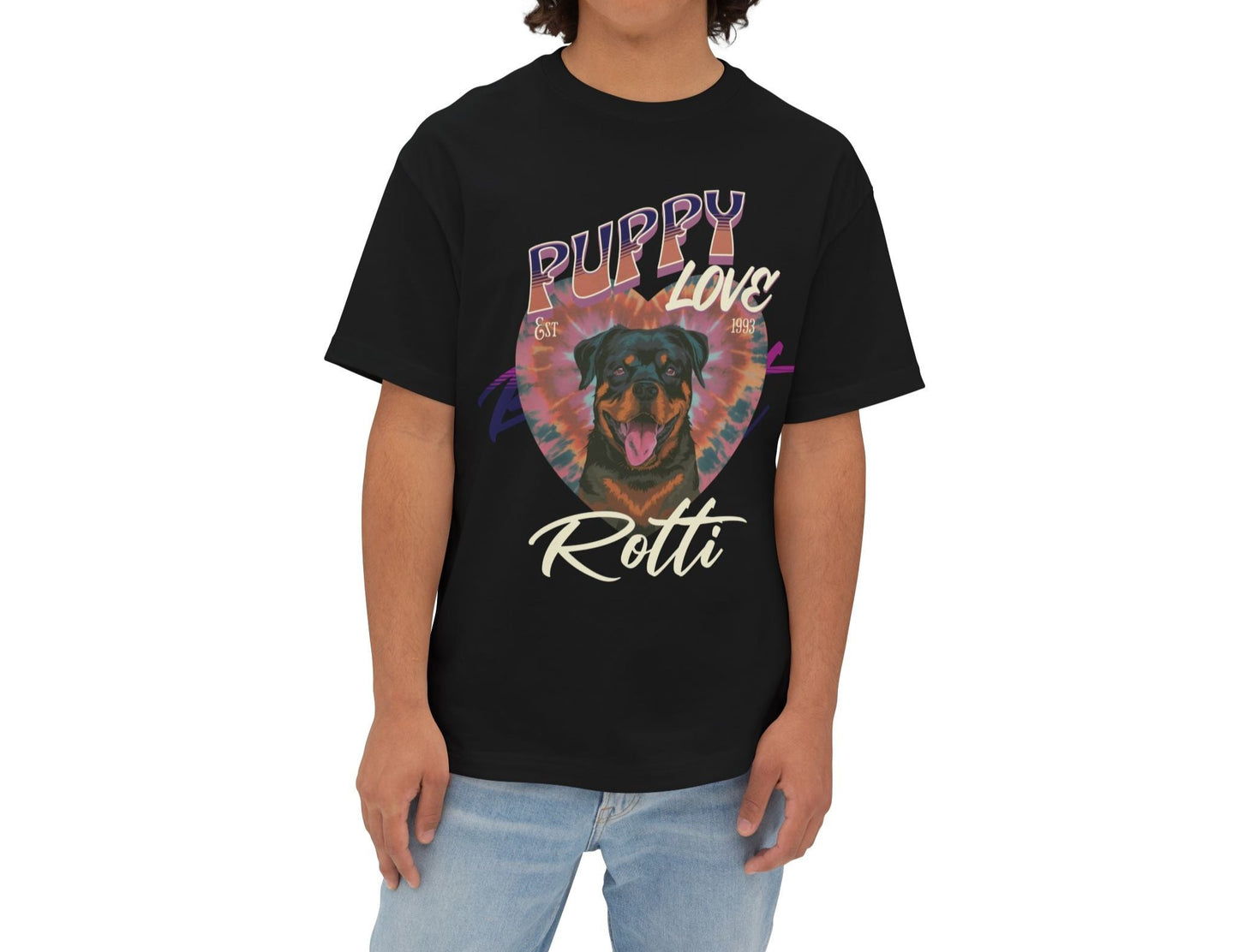 Rottweiler Puppy Love Oversized Boxy T-Shirt - Deki's Variety Store