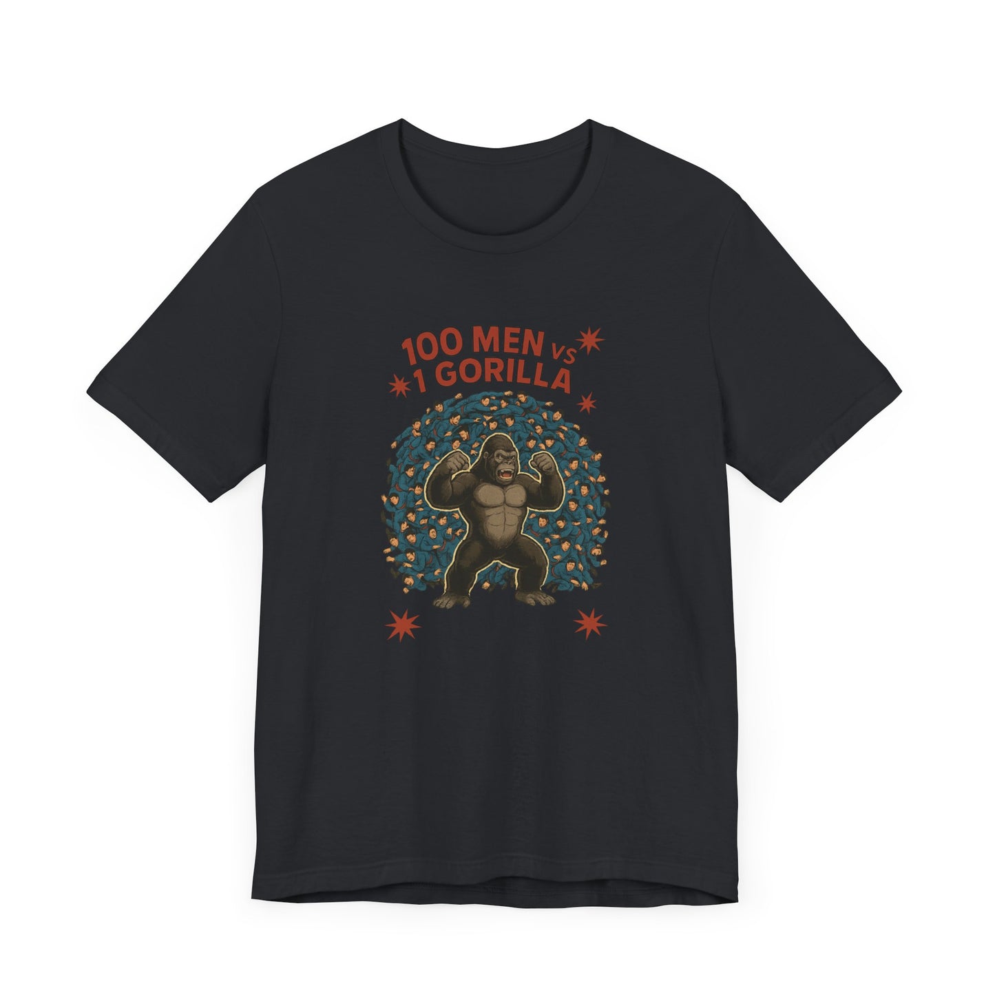 100 Men vs 1 Gorilla Unisex Short Sleeve Tee - Fun Casual Shirt for Gorilla Lovers
