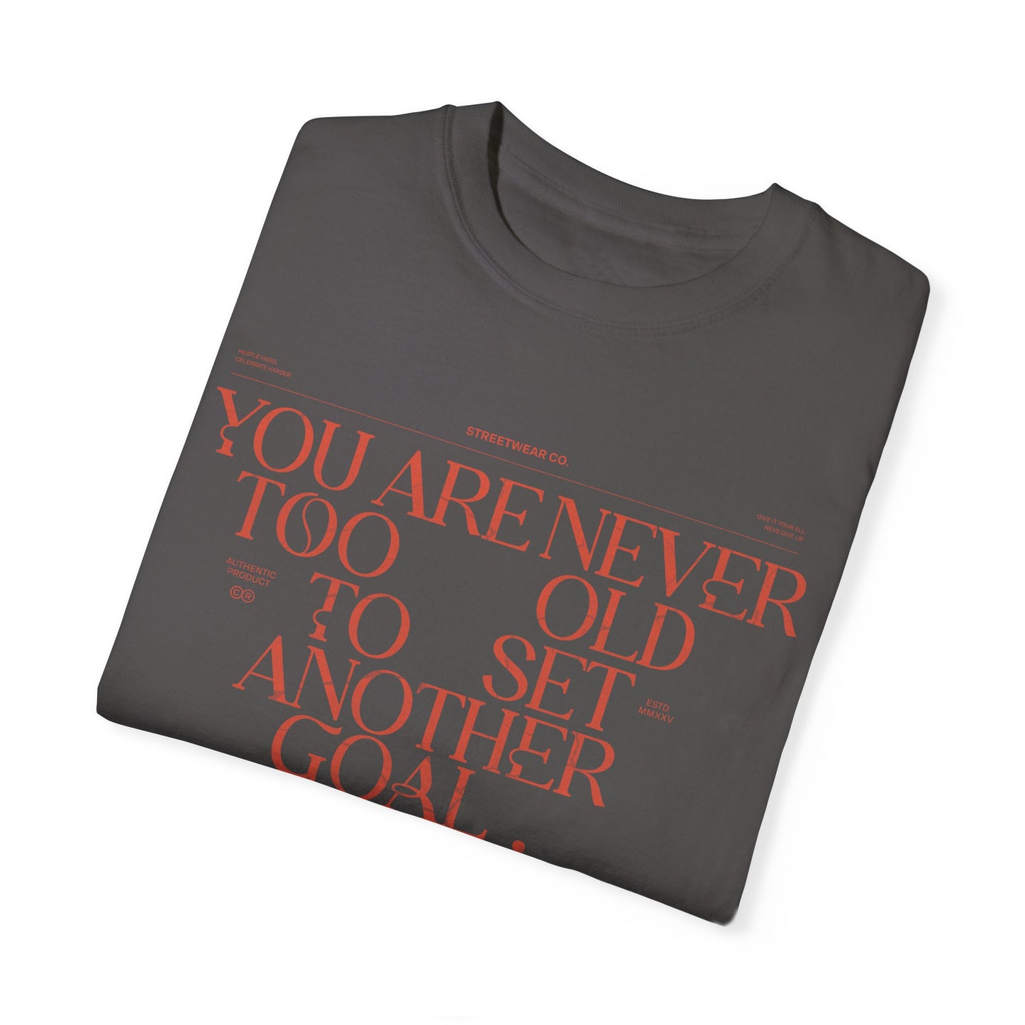 Comfort Colors T-shirt: "Never Too Old" Inspirational Tee - Deki's Variety Store