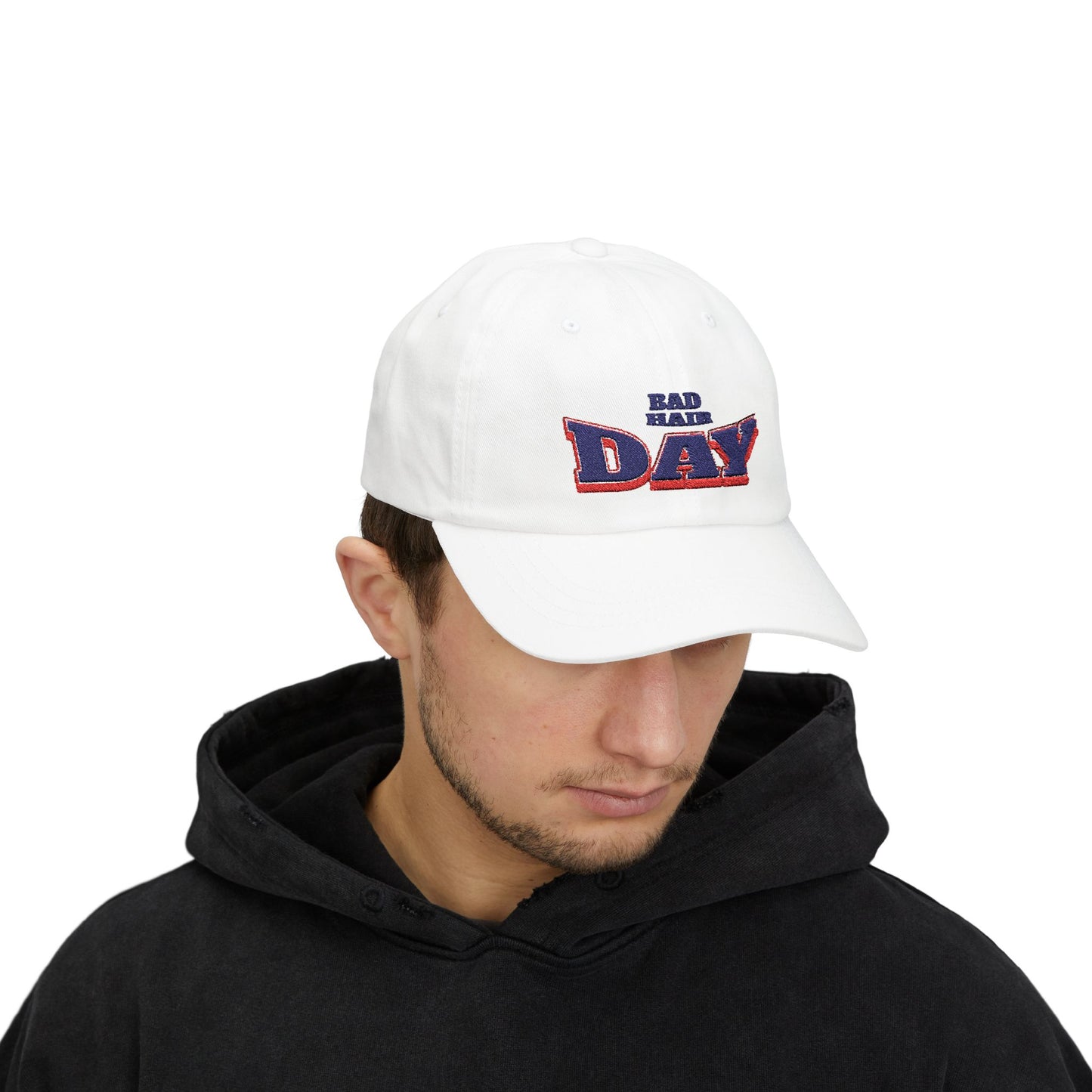 Bad Hair Day Embroidered Dad Hat – Cotton Baseball Cap for Men & Women – Adjustable Casual Vintage Style - Deki's Variety Store