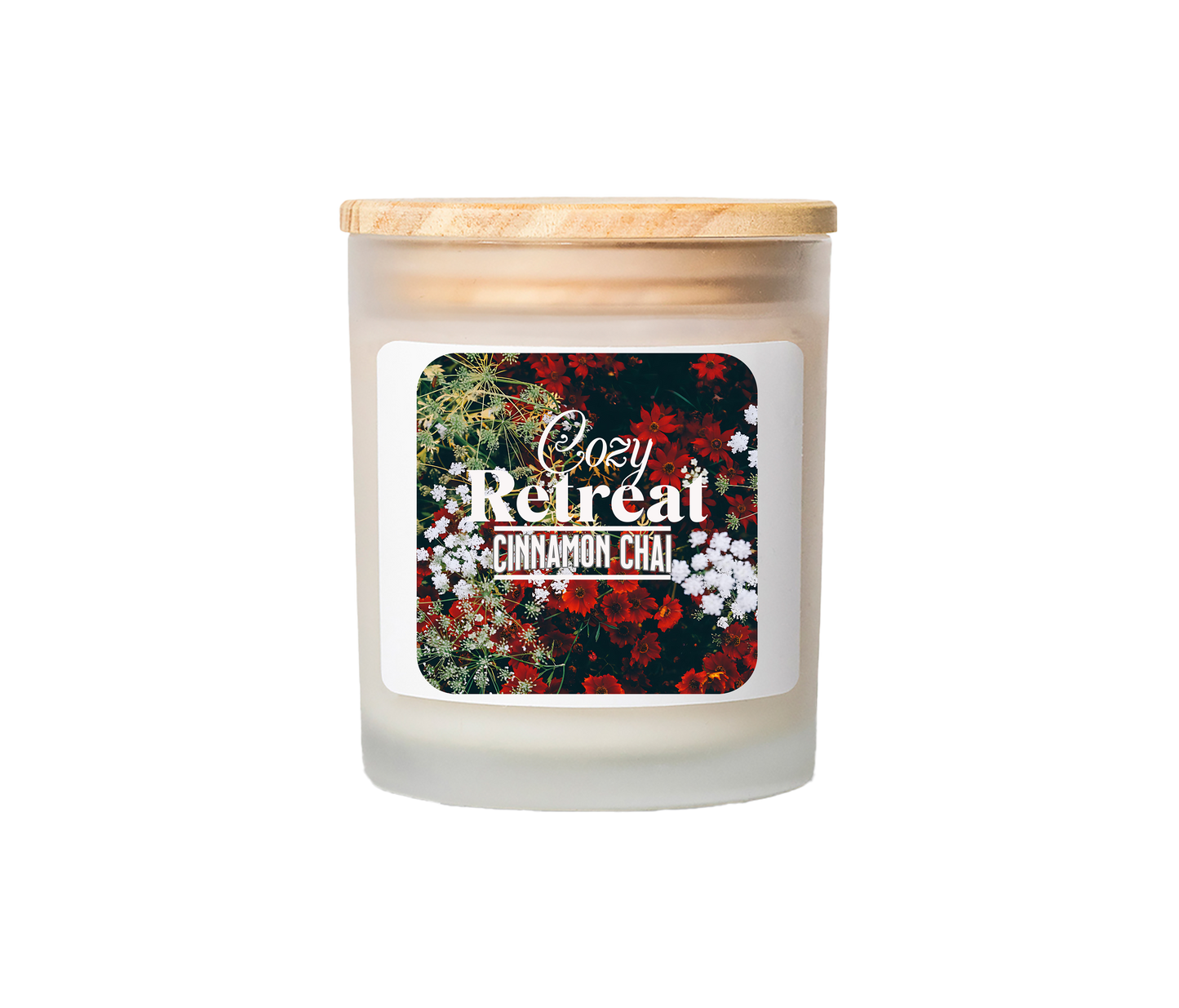 Cozy Retreat - Cinnamon Chai Frosted Glass Candle, 11oz - Deki's Variety Store