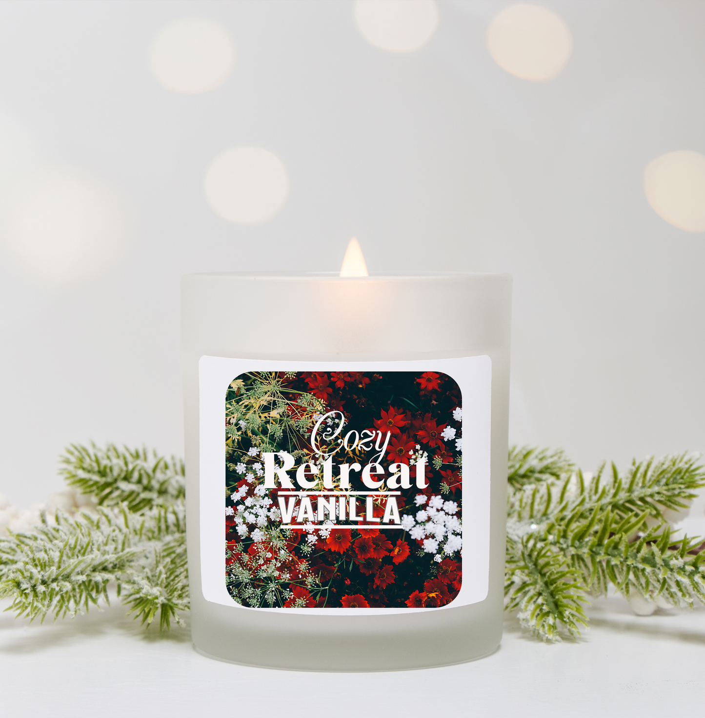 Cozy Retreat - Vanilla Frosted Glass Candle, 11oz - Deki's Variety Store