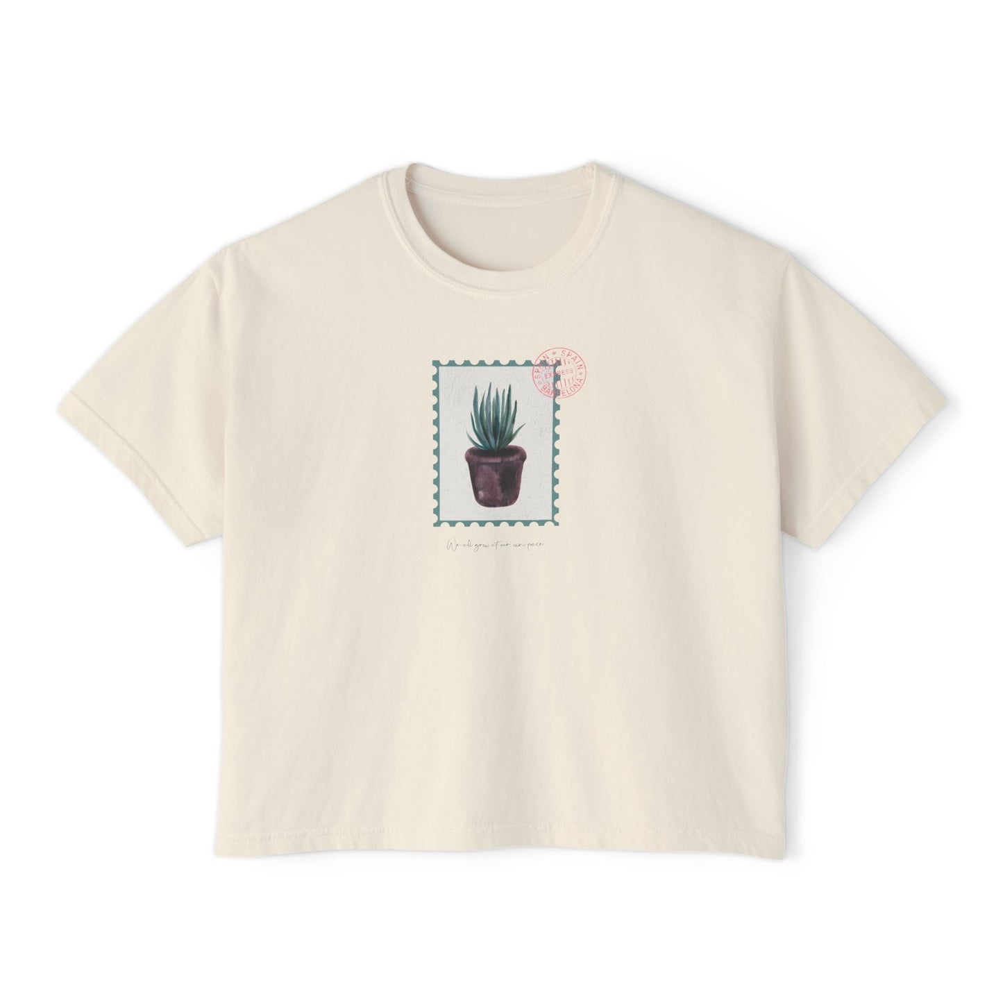 Botanical Stamp Design for Nature Lovers | Women's Boxy Tee - Deki's Variety Store