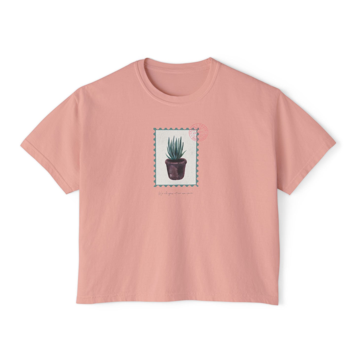 Botanical Stamp Design for Nature Lovers | Women's Boxy Tee - Deki's Variety Store