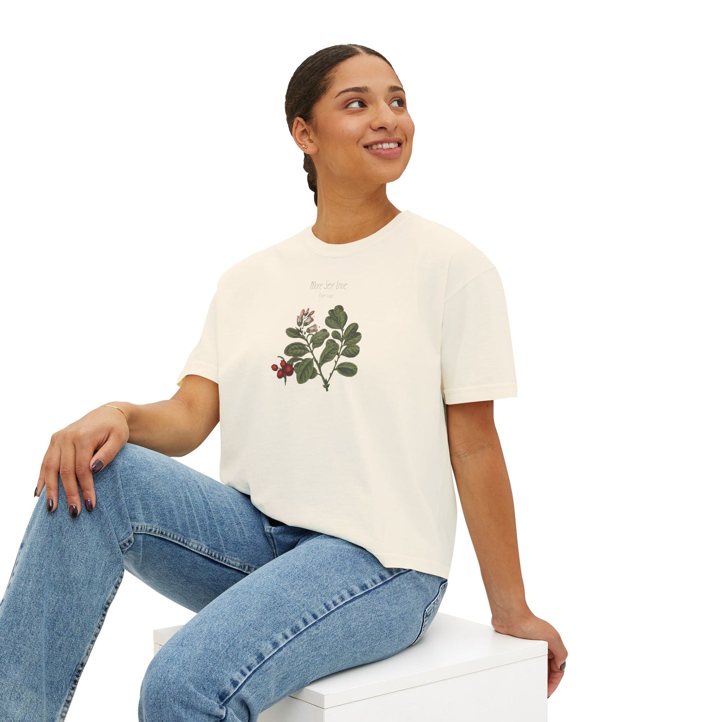 Botanical Love Women's Boxy Tee - Eco-Friendly Graphic Tee - Deki's Variety Store