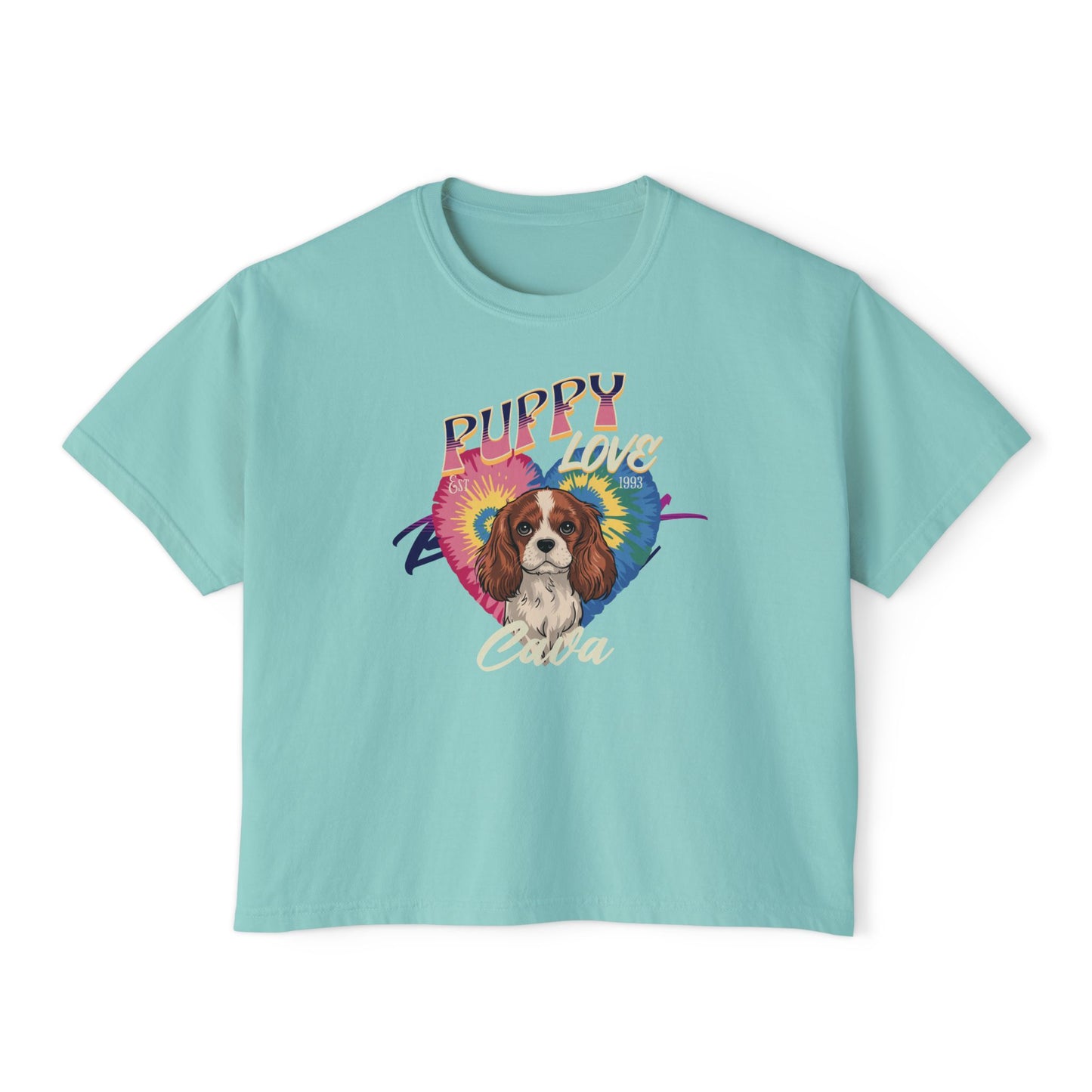 Women's Boxy Tee - Puppy Love Cavalier T-Shirt for Dog Lovers - Deki's Variety Store