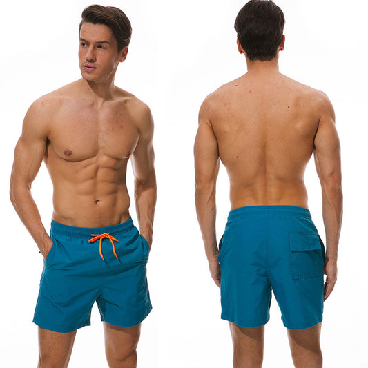 Solid Colour Elastic Waist Beach Shorts - Deki's Variety Store