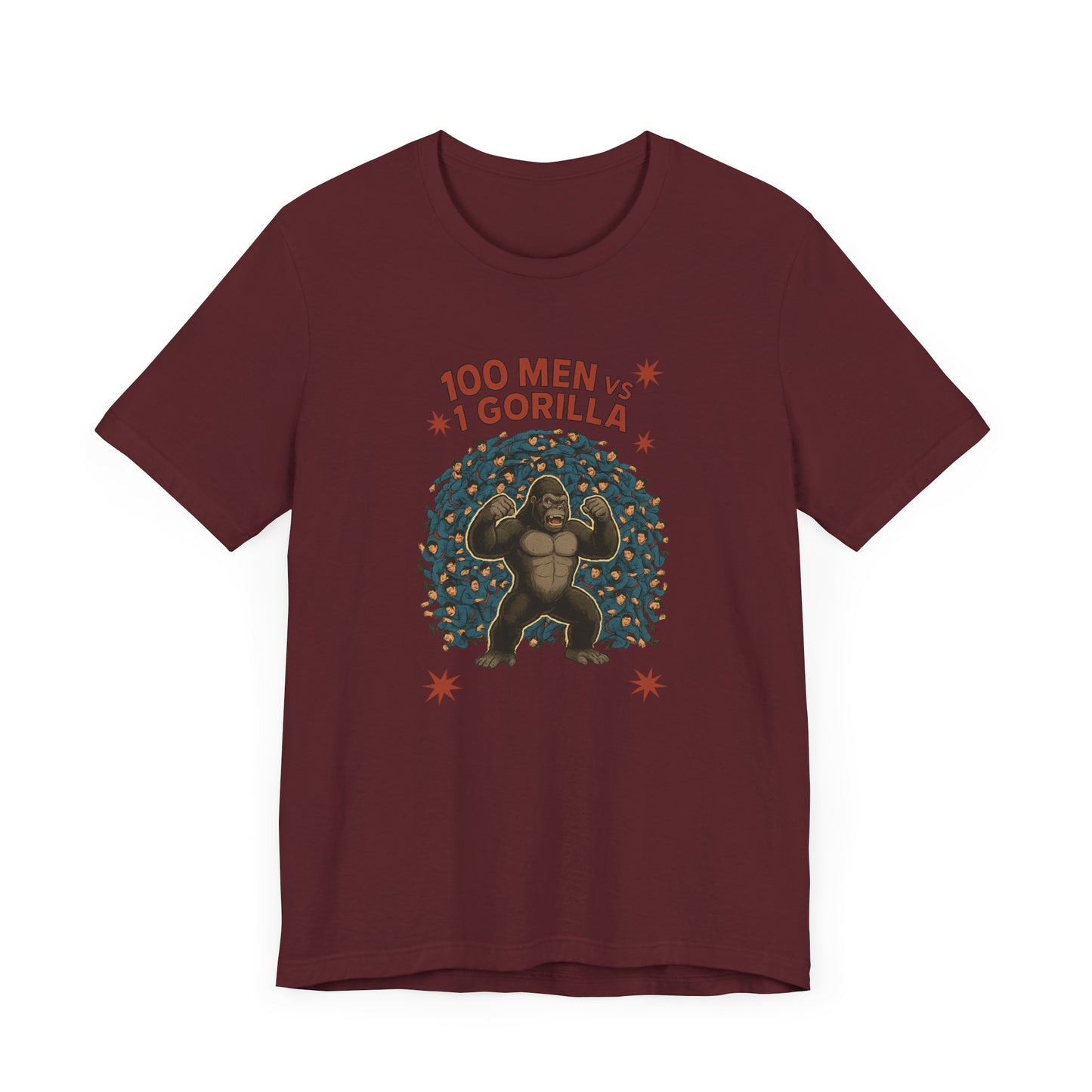 100 Men vs 1 Gorilla Unisex Short Sleeve Tee - Fun Casual Shirt for Gorilla Lovers
