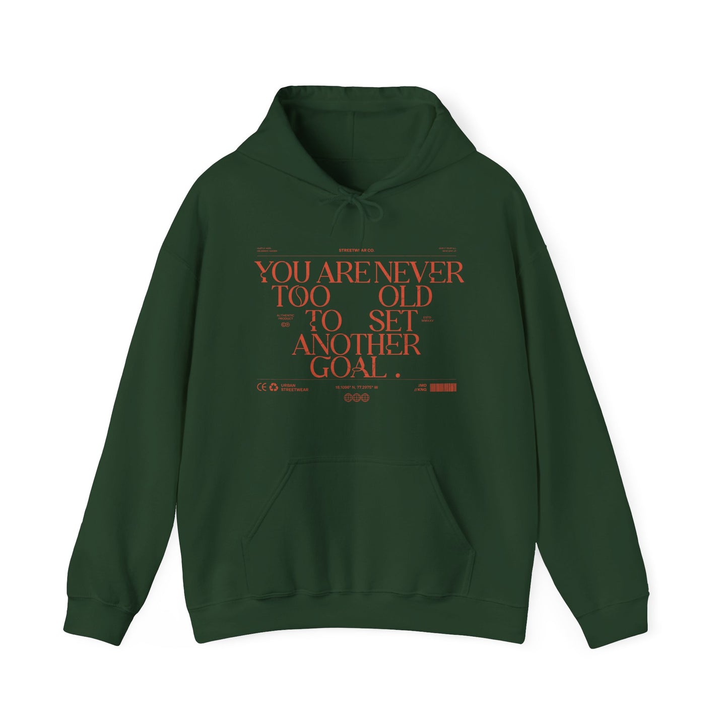 Never Too Old Inspirational Heavy Blend™ Hooded Sweatshirt - Deki's Variety Store