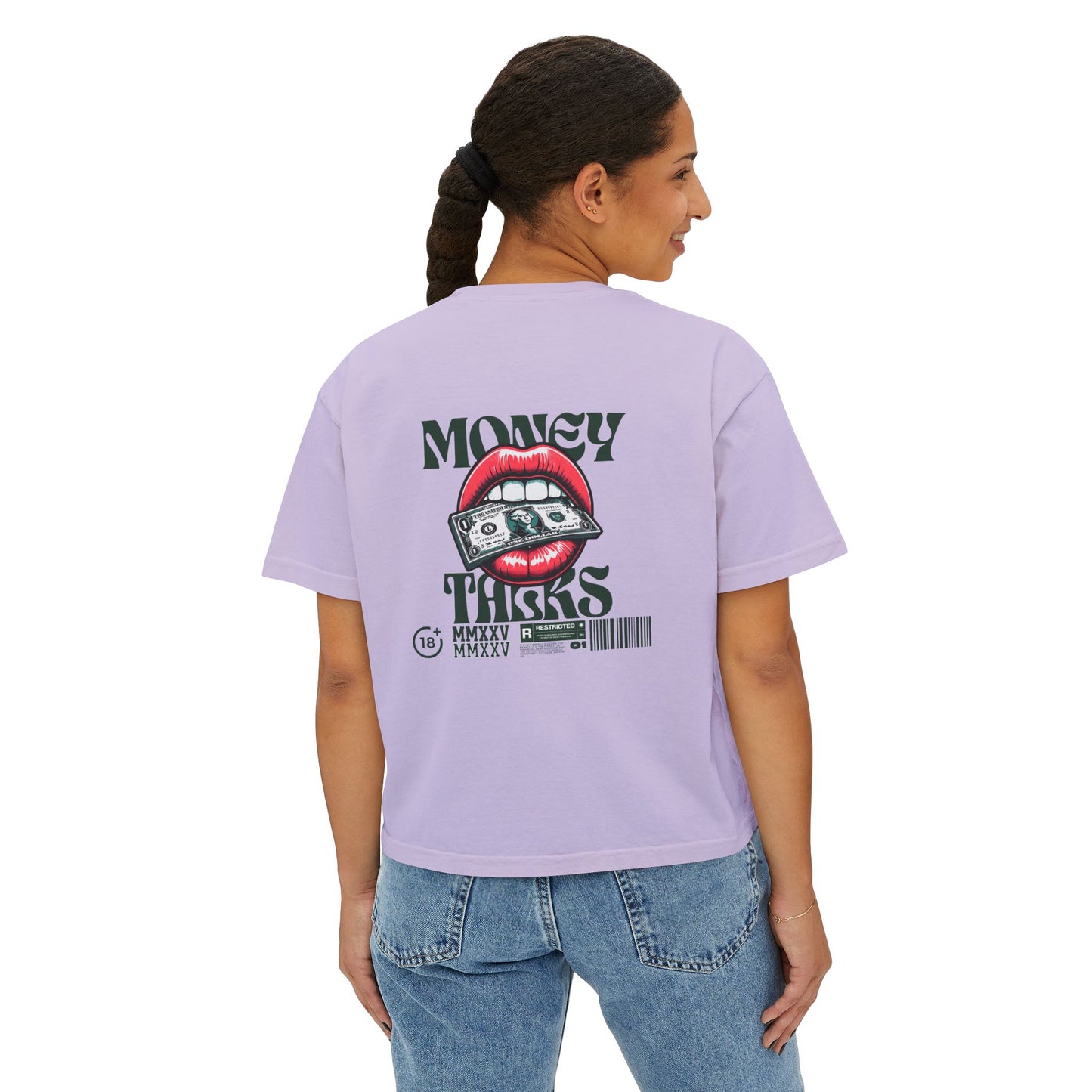 Money Talk Women's Boxy Tee - Deki's Variety Store