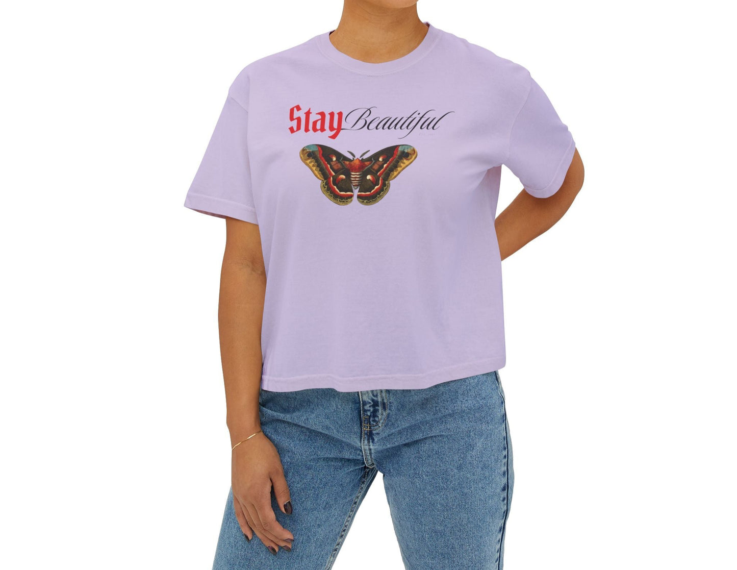 Stay Beautiful Women’s Boxy T-shirt - Celebrate Your Beauty - Deki's Variety Store