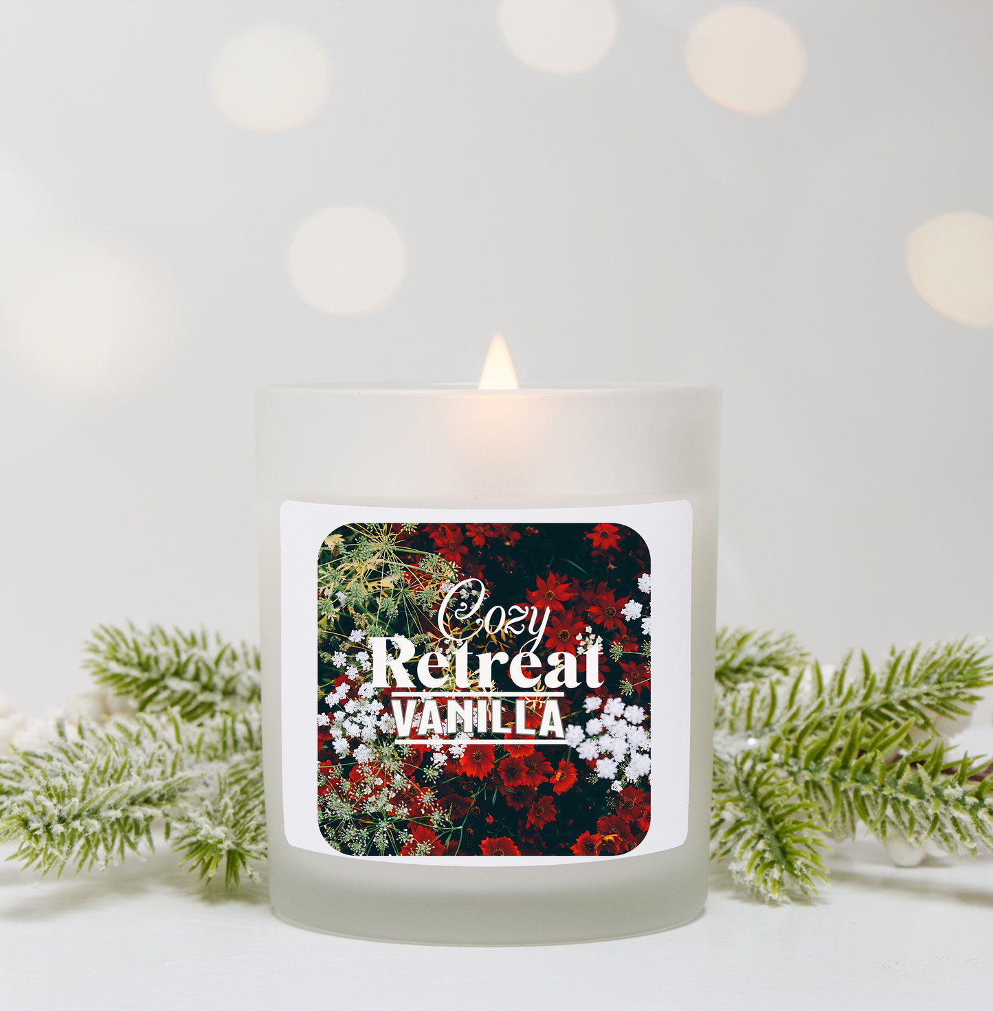 Cozy Retreat - Vanilla Frosted Glass Candle, 11oz