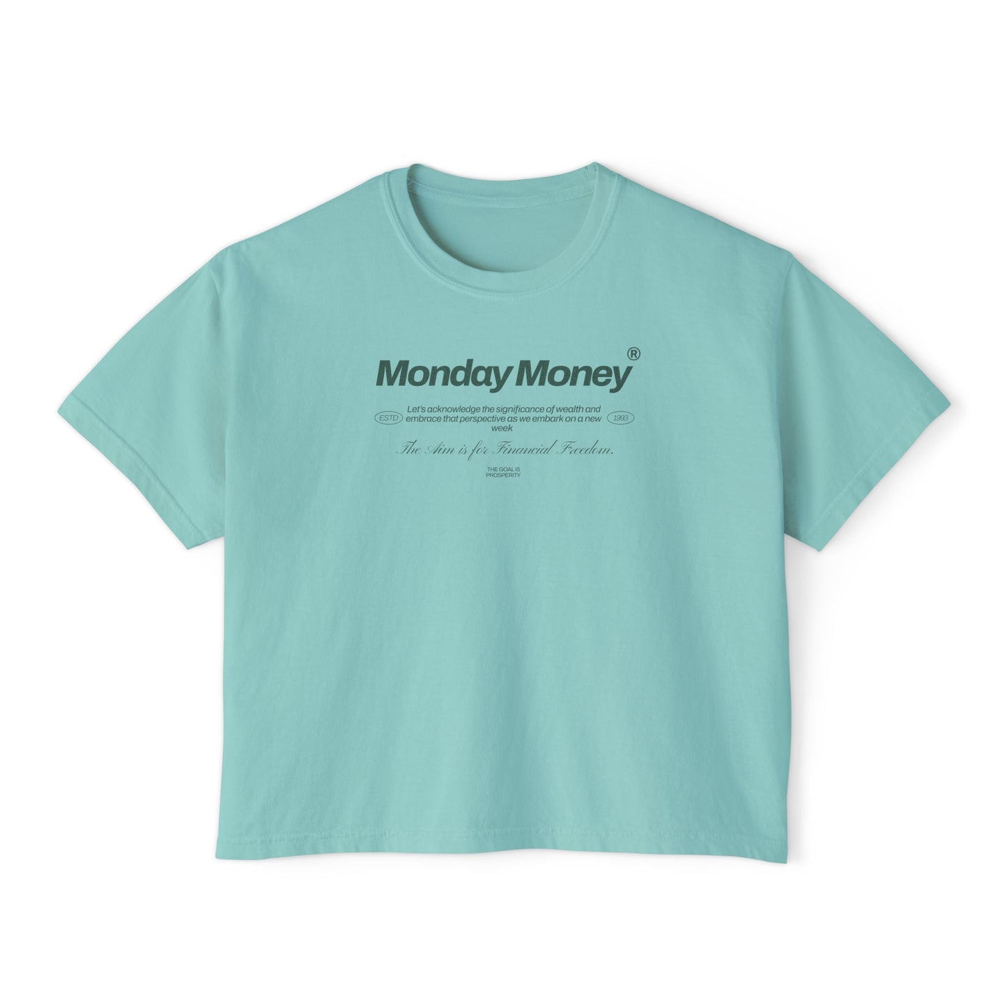 Monday Money - Aim for Financial Freedom Women's Boxy Tee - Deki's Variety Store