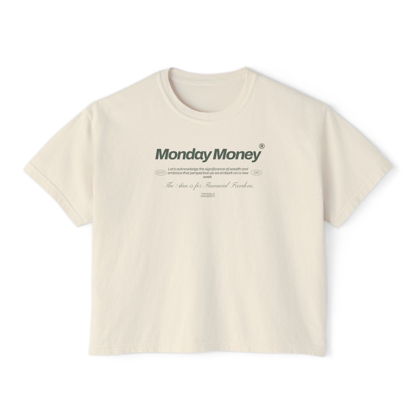 Monday Money - Aim for Financial Freedom Women's Boxy Tee - Deki's Variety Store