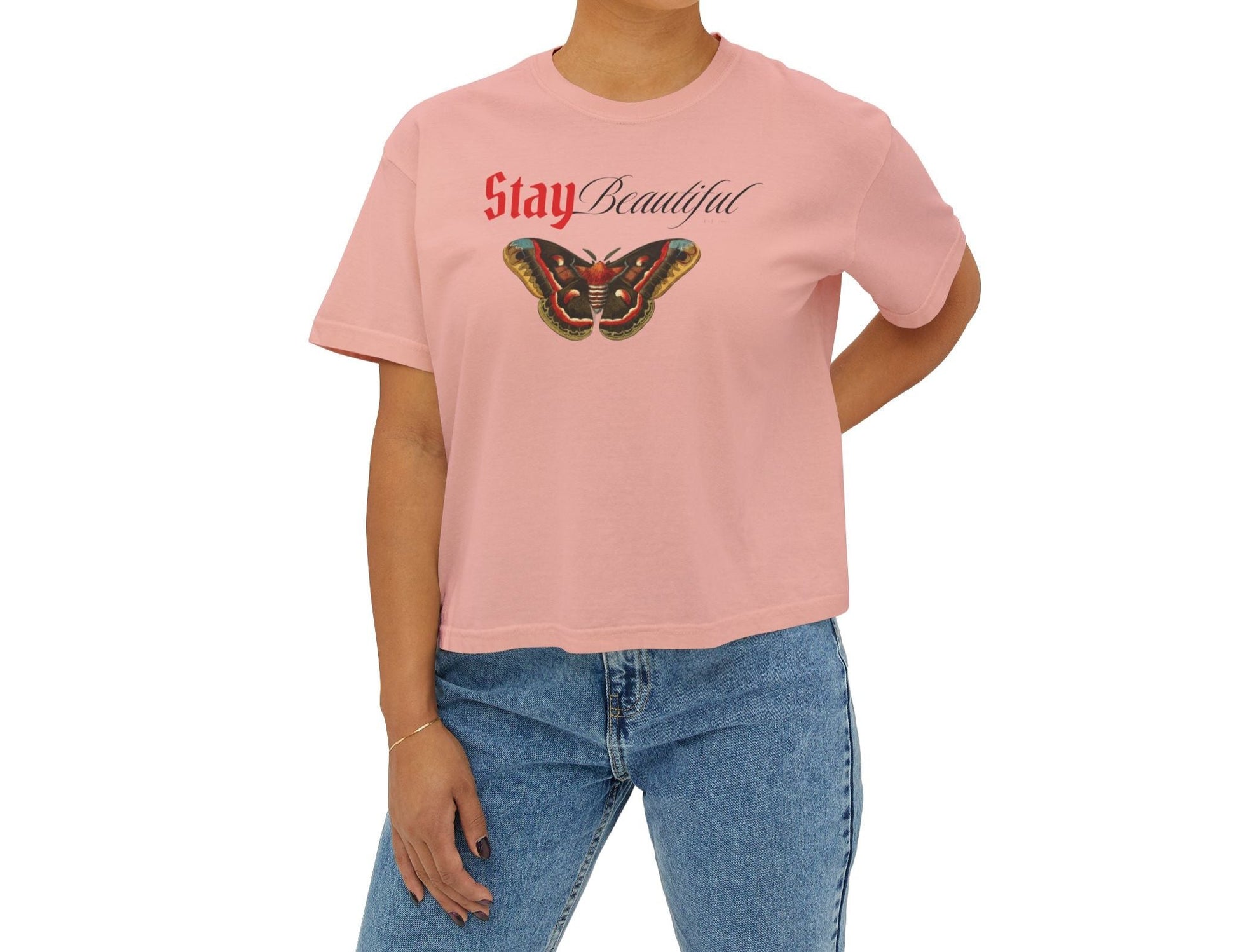 Stay Beautiful Women’s Boxy T-shirt - Celebrate Your Beauty - Deki's Variety Store