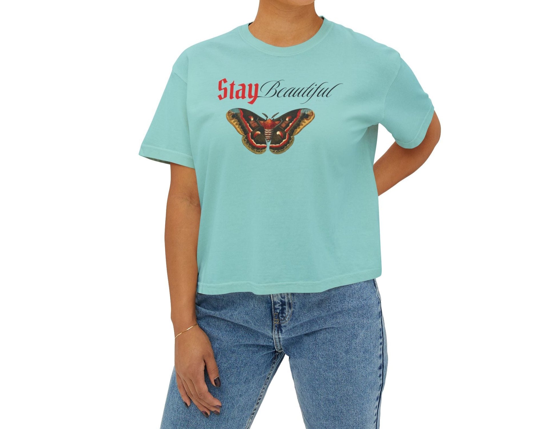 Stay Beautiful Women’s Boxy T-shirt - Celebrate Your Beauty - Deki's Variety Store