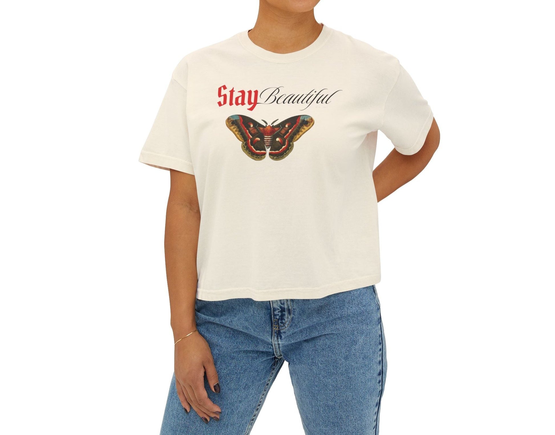 Stay Beautiful Women’s Boxy T-shirt - Celebrate Your Beauty - Deki's Variety Store