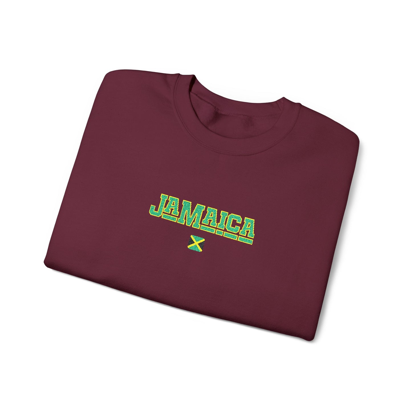 Jamaica Embroidered Sweatshirt – Gildan 18000 Crewneck, Caribbean Streetwear, Island Apparel - Deki's Variety Store