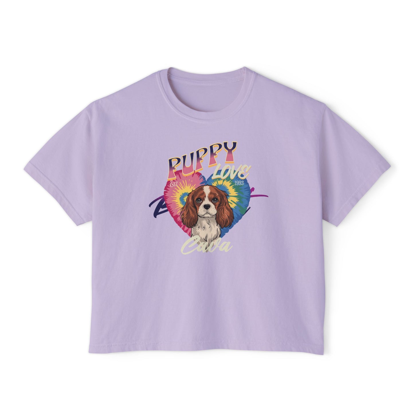 Women's Boxy Tee - Puppy Love Cavalier T-Shirt for Dog Lovers - Deki's Variety Store