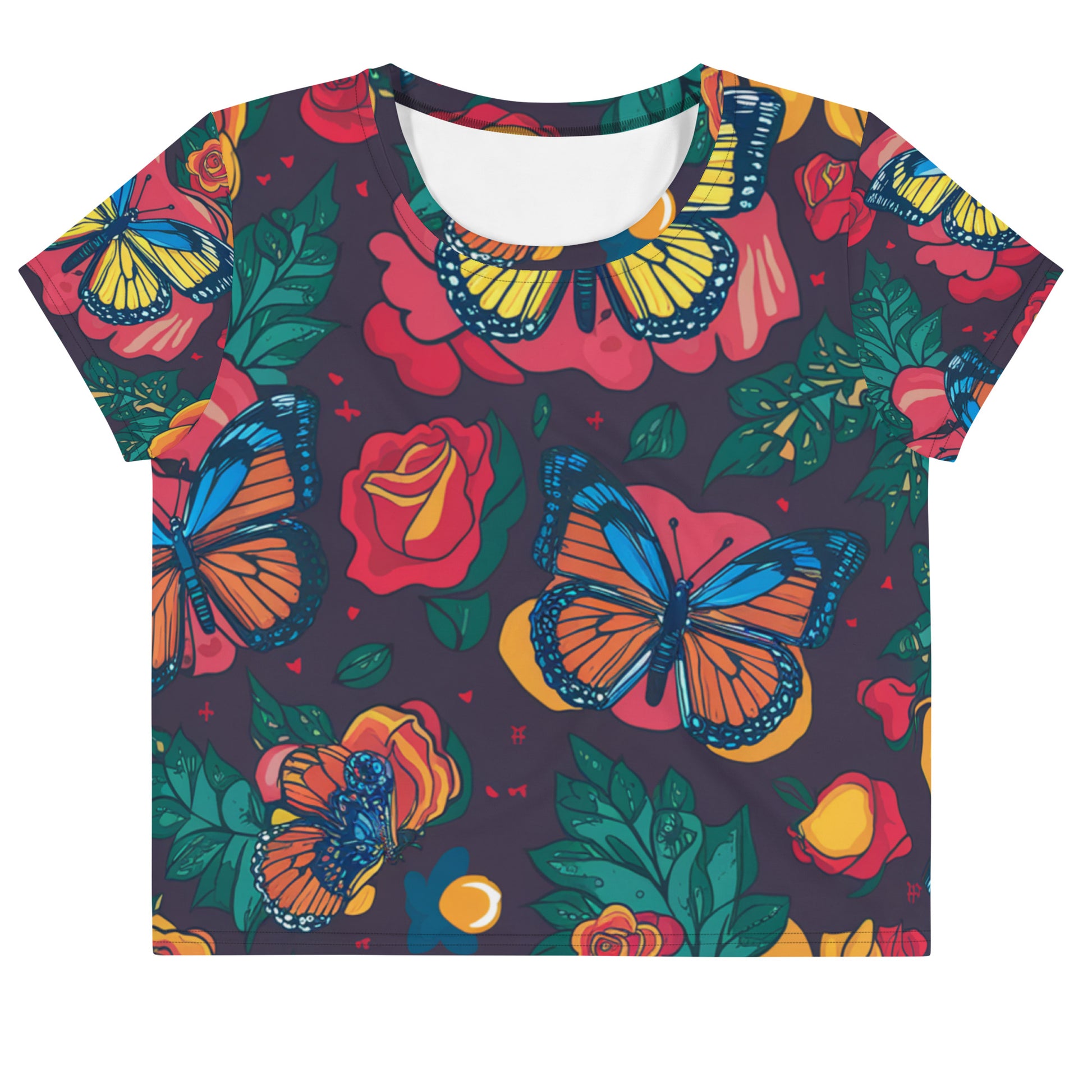 Butterfly Splash Crop Tee - Deki's Variety Store