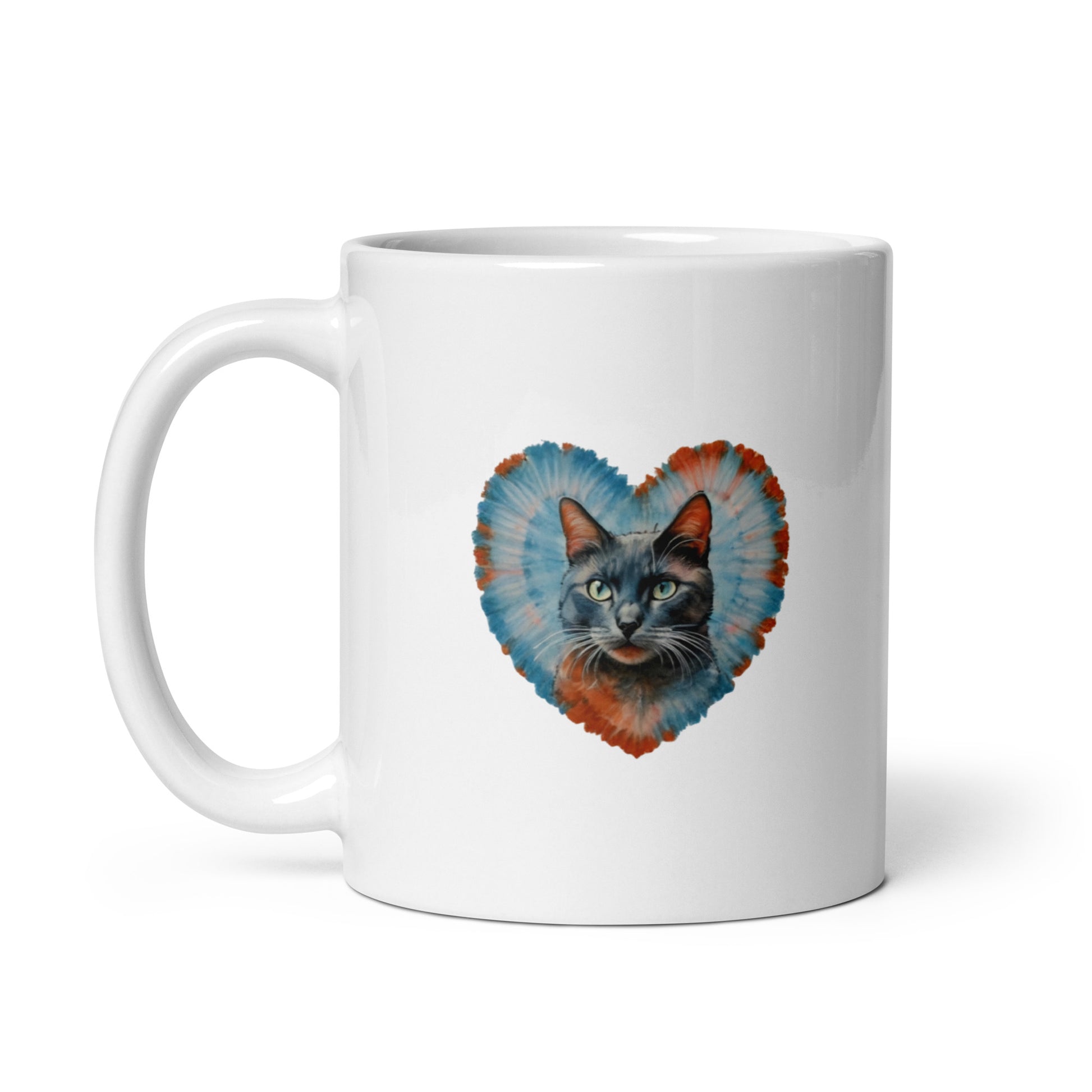 A Blue Cat White glossy mug - Deki's Variety Store