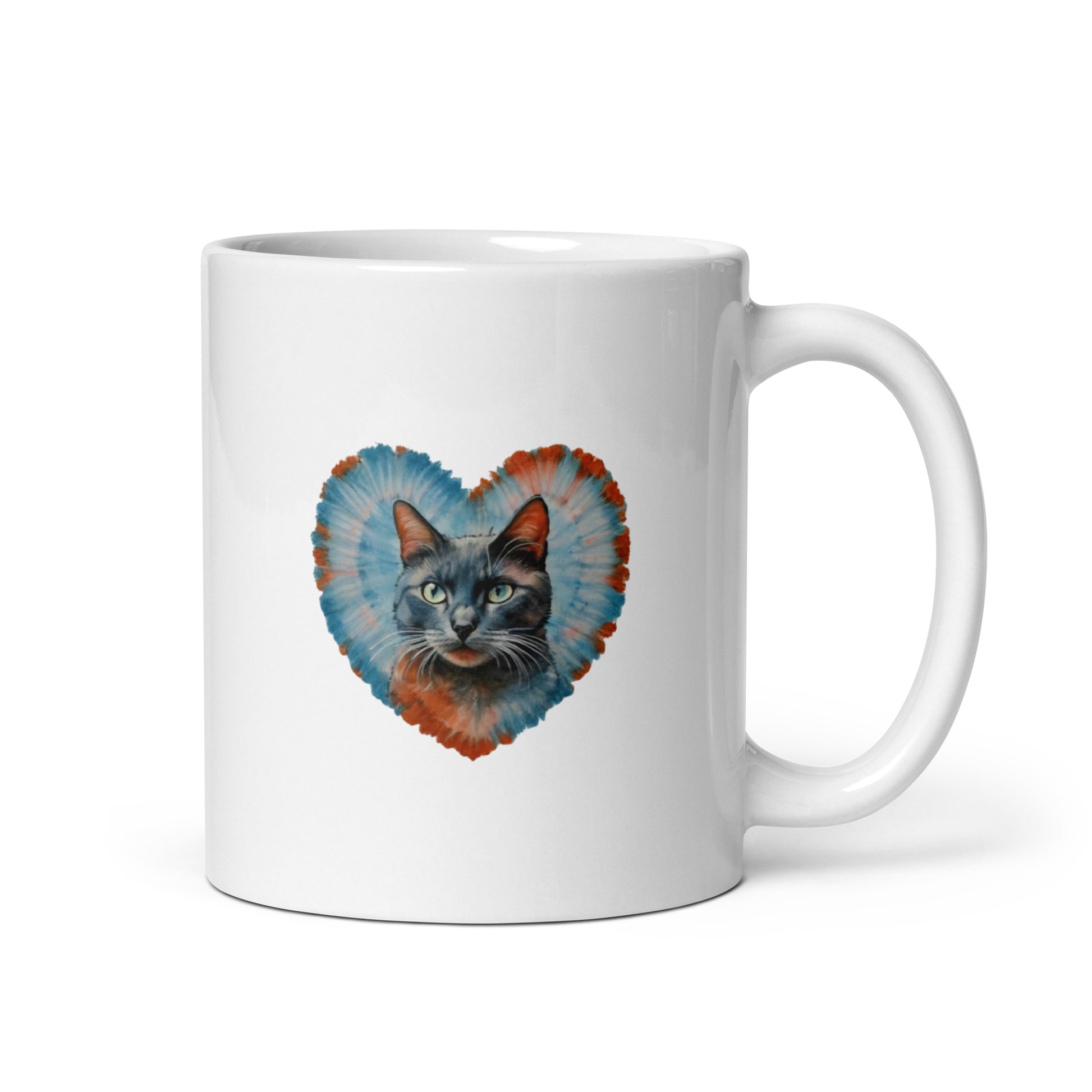 A Blue Cat White glossy mug - Deki's Variety Store