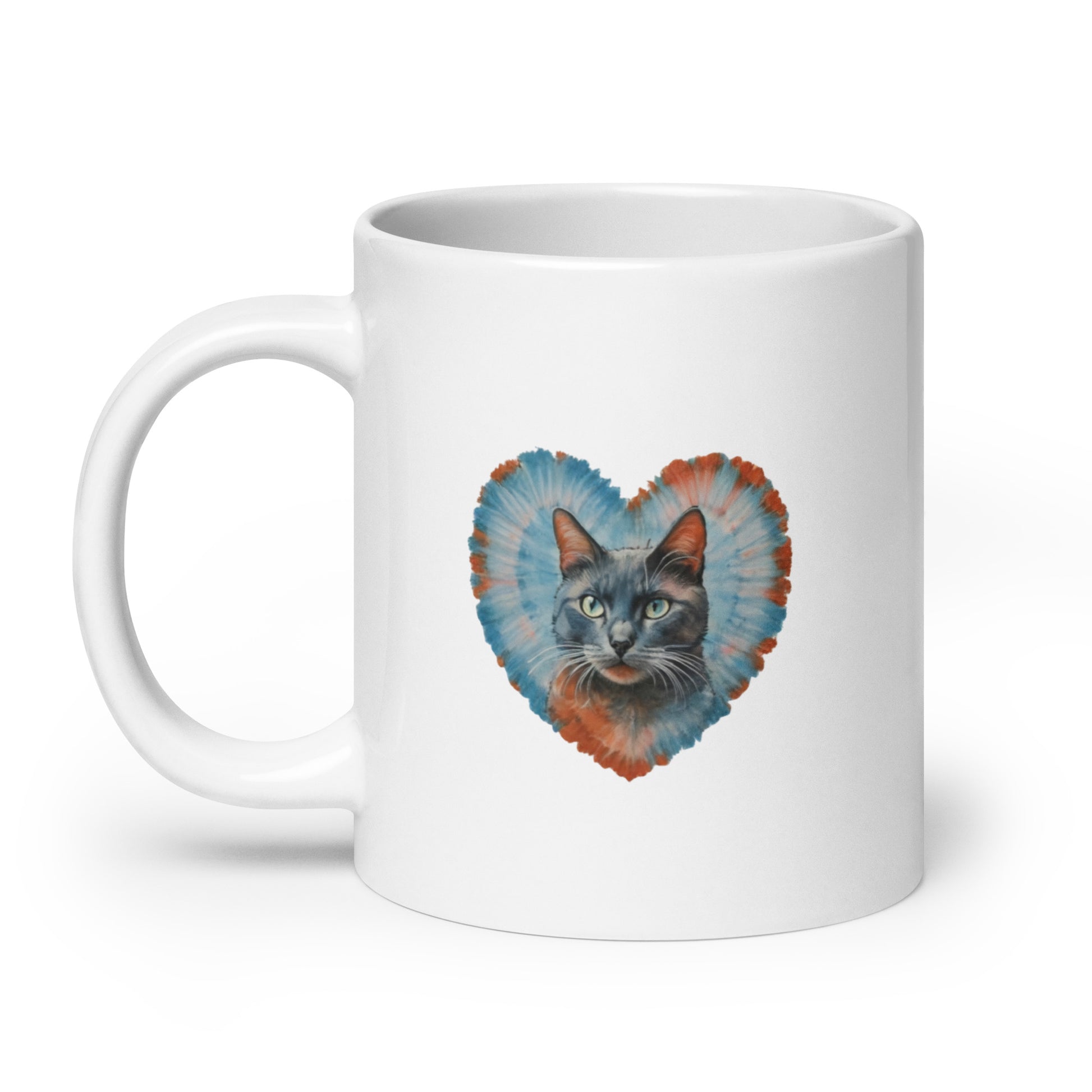 A Blue Cat White glossy mug - Deki's Variety Store