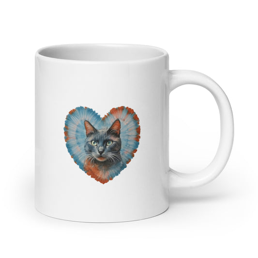 A Blue Cat White glossy mug - Deki's Variety Store